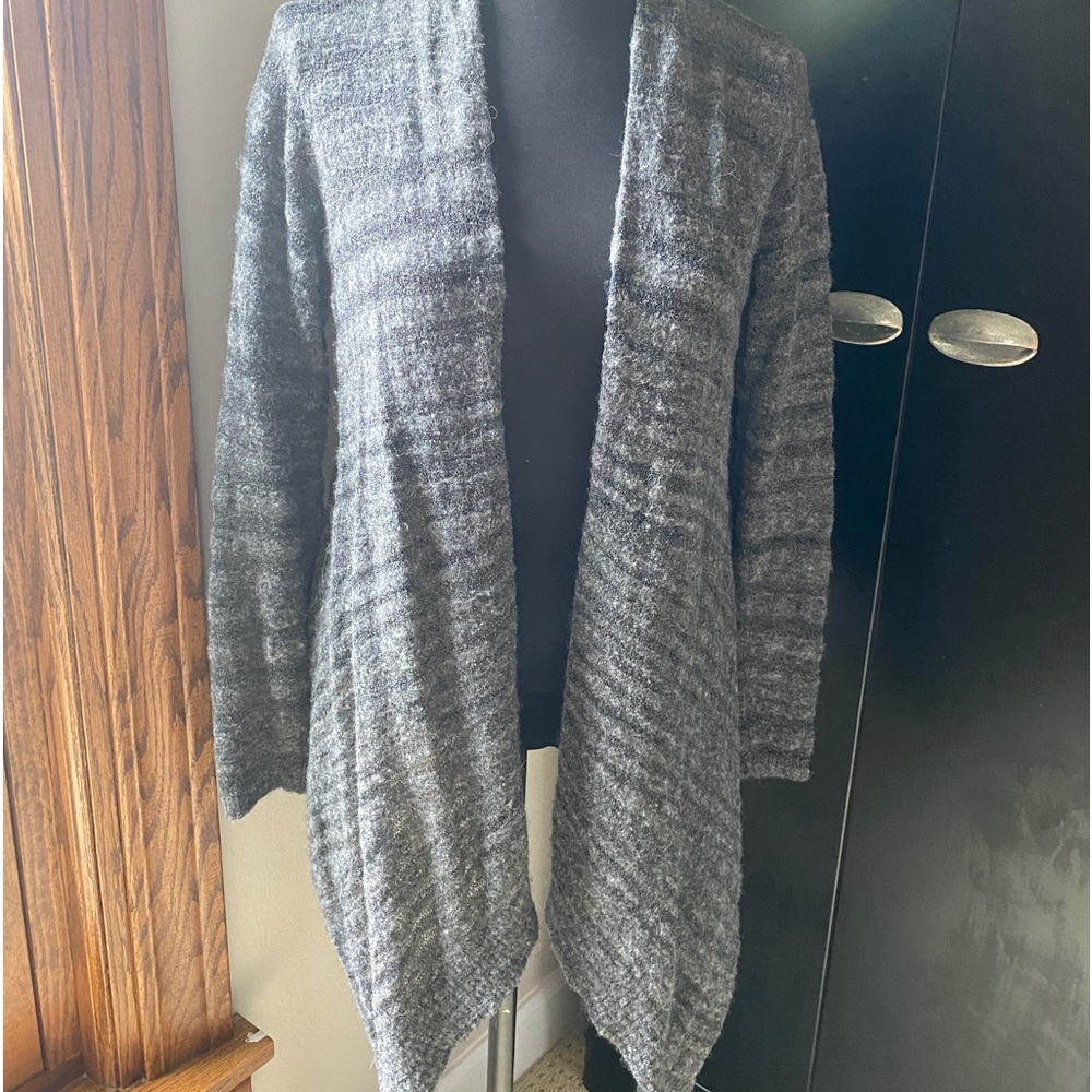 Eileen fisher alpaca waterfall cardigan sweater charcoal gray